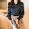 Silk Tops Shirt Satin Blouse Office Lady Casual Long Sleeve Shirts for Women Plus Size Loose Clothes Blusas 13093 210417