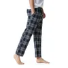 Mäns plaid check pyjama botten byxor sömnkläder lounging avslappnad hus pjs byxor män bomull flannel yoga pajama byxor man 3xl 210522