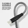 Fast Charging Micro USB-kabels 2.4A 1M 3ft Type C Caterpillar Cirkel Vorm Gevlochten Geweven Koord Synchronisatiegegevens Wire Telefoon Oplader Kabel voor Samsung HTC Smartphone