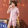 Paj grande tamanho 6xl 7xl shorts de verão feminino mãe grande roupa para casa 2 pcs conjunto senhoras rosa pijama negligee oversize 210809