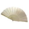 Partihandel 100pcs vanlig färgad blank vikning handfläkt tyg plast spansk hand fan dans fläkt # 364