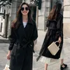 Women's Trench Coats Windbreaker Female 2022 Spring Autumn Long Coat For Women Korean Leisure Chic Waist Belt Loose Ladies Overcoats W32