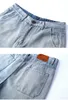 Мужские джинсы брюки мода мытье джинсовые нарушители тонкой подходит упругой повседневной прямой лодыжки брюки Homme Y0927