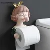 Porte-serviettes de fille de dessin animé sans poinçon porte-papier hygiénique étagère accessoires de salle de bain stockage d'articles divers 210709