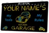 LX1134 Your Names Garage My Tools Rules Light Sign Dual Color 3D Engraving
