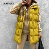 Style coréen Automne Hiver Long Gilet Femmes Solide Veste sans manches Veste à glissière Femme V Col Poche Casual Lâche Vêtements d'extérieur 211123