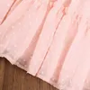 Lzh kortärmad prinsessa klänning för barn klänning 2021 kläder för tjejer våg punkt baby kläder tjejer sommar kostym för barn Q0716
