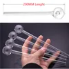 XXL 200mm longueur tuyaux de brûleur à mazout verre main paille Dab tuyau accessoires pour fumeurs épais pyrex Tube verre tuyaux à ongles pour fumeur