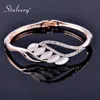 Sinleery Charm Opal Stein Blatt Armbänder Rose Gelb Gold Silber Farbe Inlay Winzige Kristall Armreif für Frauen Schmuck Sl203 SSI Q0719