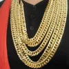 24K guldfylld N28 kubansk dubbelkedja kedja fast tunga mens present halsband 23,6 tum 10 mm x0509