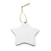 Sublimatie blanco ornament wit keramiek 3 inch rond hart sterboom porseleinen hanger met gouden koord voor kerst home decor 9881187