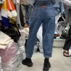 ارتفاع الخصر جينز المرأة الحريم السراويل الكورية نمط وتتسابق عارضة شارع العليا الدينيم السراويل pantalon فام جينز خمر 210715