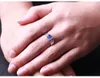 Fashion blue crystal sapphire gemstones diamonds rings for men white gold silver color jewelry bague business party accessories