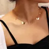 Simpatiche collane con ciondolo a forma di farfalla per donna, ragazza, colore oro, collare a catena, lustro, gioielli, regalo per feste 2021