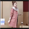 Ytterkläder Coats Womens Kläder Apparel Drop Leverans 2021 Windbreaker Kvinna Midlängd Vår Höst Ladies Koreansk Fashion Slim Hooded Wai