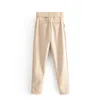 Coupe de la mode Faux Cuir Femmes High Taille Pantalons Streetwear Femelle Joggers Casual Long Puissel 210521