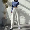 Houzhou 여성 스포츠 바지 한국어 패션 대형 회색 조깅 스웨트 팬츠 헐렁한 허리 조깅 화이트 바지 여성 211112