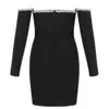 Ocstrade Bandage Dress Sexy Strapless Diamonds Black Bodycon For Women Arrivals Club Night Party 210527