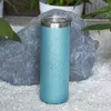 20oz Straight Tumblers Sublimation Texture Powder Glitter Tumbler med Clear Straws Locks Double Wall Vakuumisolerad Drinkkopp B1