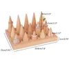 Natural Wood Cone Shape Finger Ring Stand Jewelry Display Holder Showcase Stands Rings Bracelet Tray 2111052573