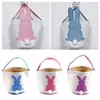 Geschenkomschakeling 11pcs/lot Easter Tote Bag 10 Styles Canvas Tail Bucket Bags Kids Basket