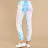 Mode Tie Dye Imprimer Crayon Pantalon Pantalon Femmes Taille Haute Cordon Pantalon De Jogging Casual Long Jogger 210515