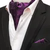 Män Luxury Silk Ascot Tie Set Man Cravat Slipsar Handkerchief Set Floral Paisley Dots Fick Fel Square Slips för bröllopsfest
