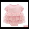 Pagliaccetti Tute pagliaccetti Baby Maternità Drop Delivery 2021 Summer Dress Battesimo Born Girl Clothes Pink Kids Flower Dresses For Girls Wedding