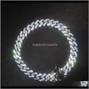 Tennis 8Mm Micro Zircon Bleu Cuba Collier Hip Hop Bracelet Pour Hommes Femmes Charme Bijoux Zmth2 O2Tna