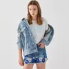 Inspired Bead Embellished Denim Jacket Damen Baumwolle Winte Damen Mantel Bomberjacke Vintage Jacke Mantel Pearl Outwear 210412