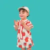 Enfants coréens unisexe vêtements d'été ensembles mode marque Design pomme motif rayé chemise et Shorts tenues enfant 210619