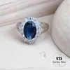 Silver 925 Women Bridal Jewelry مجموعات الزركوني الأزرق زي المجوهرات الفاخرة قلادة الزفاف أغطية الأساور مجموعة 225134956