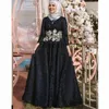 Muslim Aso Ebi Arabic Black Long Sleeves Prom Dresses Appliques Belt A Line Evening Dress Formal Party Gowns Vestidos 328 328