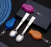 Fällbara skedar Utomhus Porslin Set Portable Travel Camping Rostfritt Stål Ficka Folding Spoon Novelty Gift Guldfärg