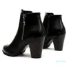 Wholesale-Boots Women Ankle Fashion PU Leather High Heel 8cm Ladies Shoes Side Zipper Short