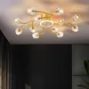 Modern Minimalist Led Ceiling Light Lamp Nordic Living Room Creative Fashion Lighting Atmosphere Bedroom Crystal All Copper Lamps R437