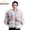 Qiuchen PJ1801 Arrival Women Winter Real Fur Coat Grube Fur Kobiety Zimowa Kurtka 211019