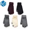Gants sans doigts tricotés pour femmes et hommes, écran chaud d'hiver, mitaines en laine tricotée, solide, épais et doux, Luvas en peluche Guantes