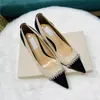 JC Jimmynessity Choo Dress Highquality High Heel Designer Design Shoes All Match Sandals Oneline Diamond Sparkling Crystal Buckle Decoration Party Bridal Wedding