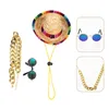 Dog Apparel 3pcs Mini Sombrero Mexican Hats Classic Pet Sunglasses Adjustable Gold Chain2105143