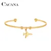 CACANA 316L Stainless Steel Open Bracelet Gold Color Aircraft Simple Trendy Jewelry For Women Bracelets Wedding Party Gifts X0706
