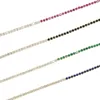 Kedjor Mode Guld Färg Choker Halsband Med Regnbåge Vit Cz Tenniskedja Grön Blå Svart Röd Smycken Morr22