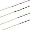 Catene Moda Collana girocollo color oro con arcobaleno bianco Cz Catena da tennis Verde Blu Nero Rosso Gioielli Morr22