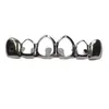 Gold Grillz Teeth Set High Quality Mens Hip Hop Jewelry Silver Black Hollow Grills