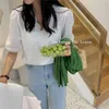 Fashion Short Sleeve Shirt Hollow Tops White s Women Korean Chic Button Up Blusas Mujer Drop 14275 210506