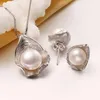 Oorbellen Ketting Zoetwater Parel Sieraden, Pearl Pendant Sets voor Vrouwen Ketting / Earring Wedding Set, Shell Design