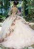 Sparkly Quinceanera Robes Moderne Chérie Dentelle Applique Paillettes Robe De Bal Tulle Vintage Soirée Sweet 16 Dress264t