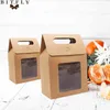 Bitfly Rustic Kraft Paper Gift Box Wedding Birthday Christmas Candy ChocolatesnackCake Package Bag PVC Window SEAL BOXES 210404576330