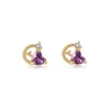 Девушки Cubic Zirconia Moon Star Peach Threaded Stud Серьги Медь Кролик Медведь Кулон для женщин Вечеринка 18K Позолоченные Белый Розовый Голубой CZ Подарок Ювелирных Изделий