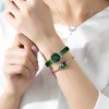 Japan Quartz Malachite Groene Dial Diamanten Luxe Dames Horloge Lederen Waterdichte Dames Horloges 210616